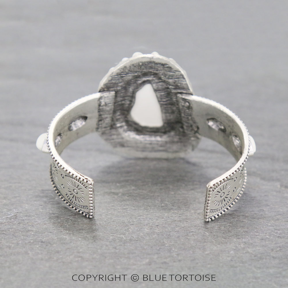 Big! Natural White Stone "C" Cuff Bracelet - Image 3