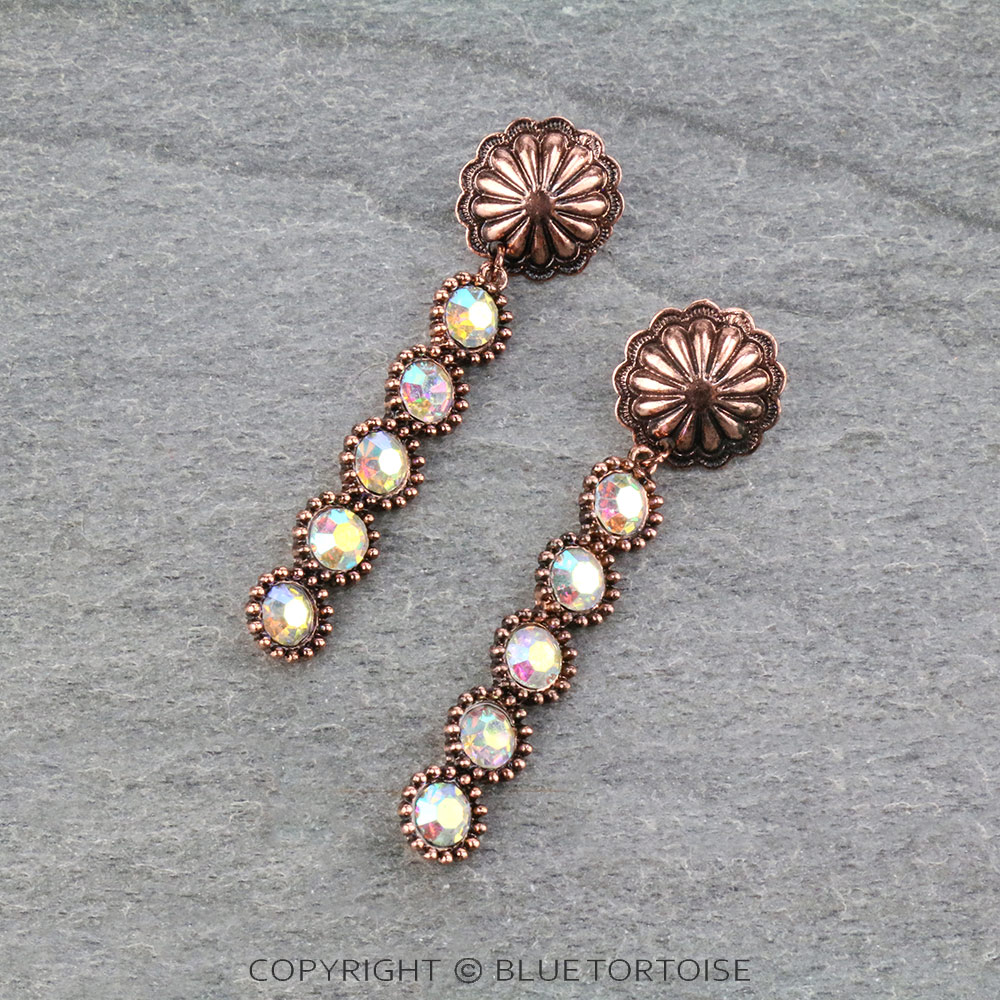 Glass Stone with Concho Stud Earrings