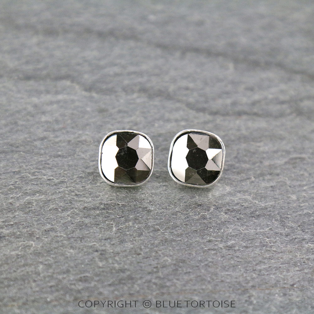 Glass Stone Stud Earrings