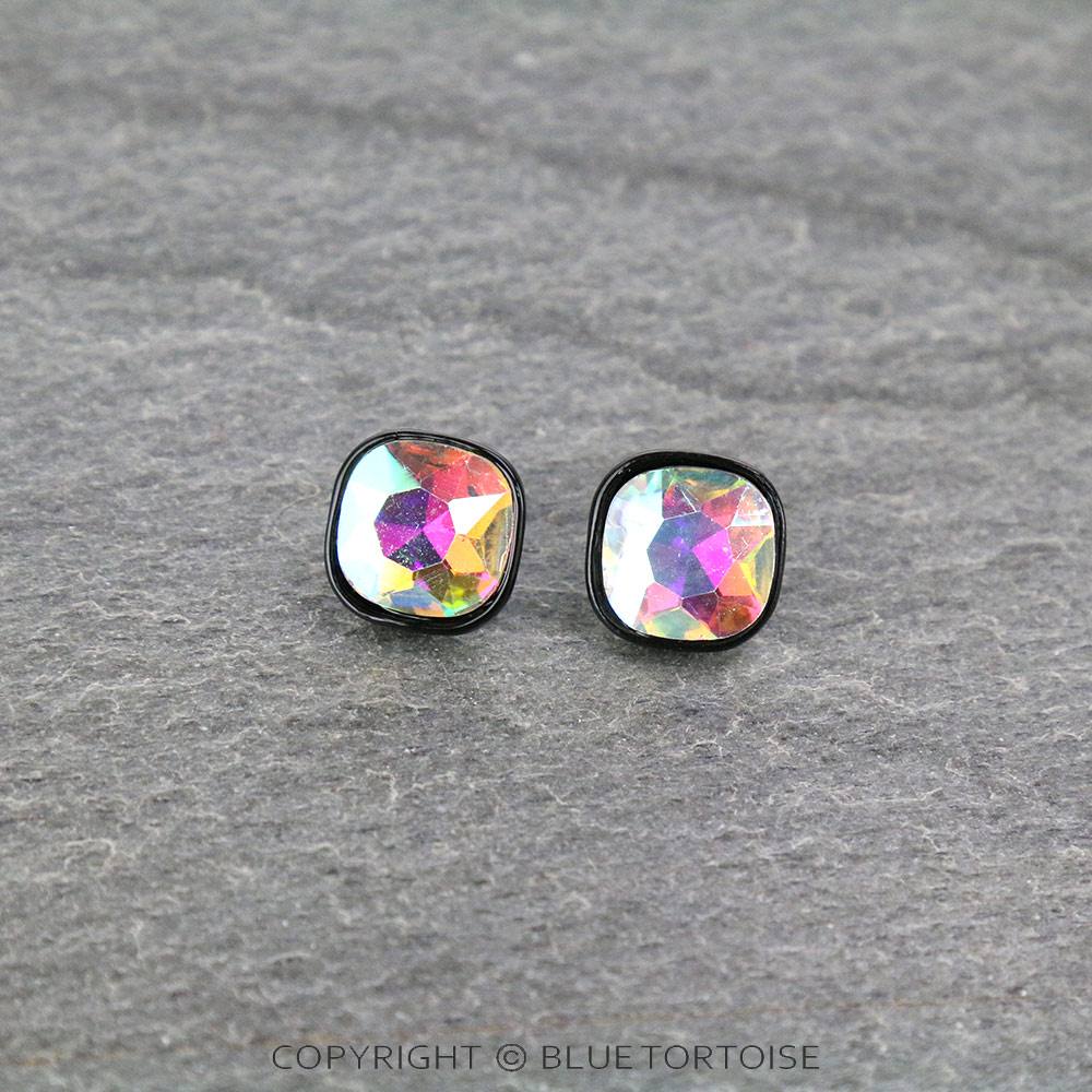 Glass Stone Stud Earrings