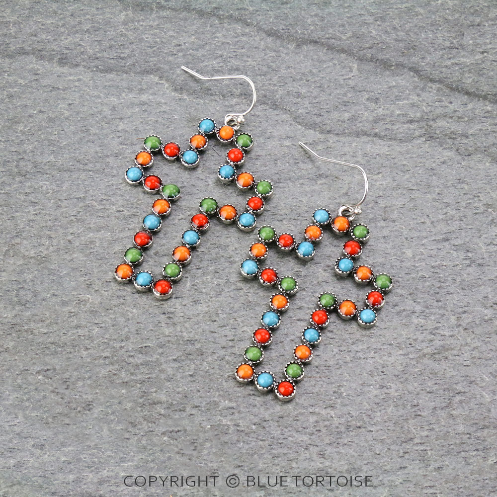 Western Acrylic Stone Cross Dangle Earrings