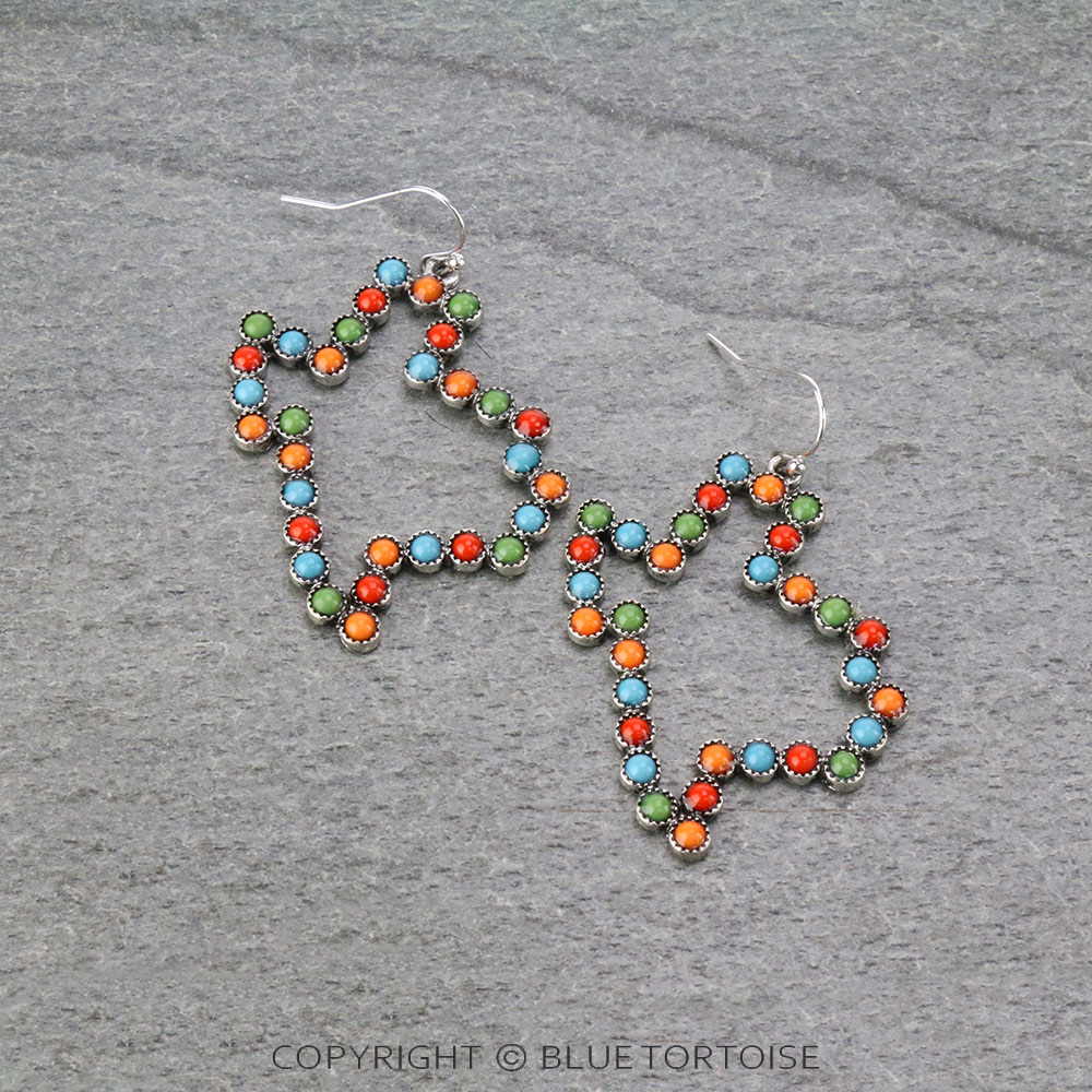 Western Acrylic Stone Texas Map Dangle Earrings