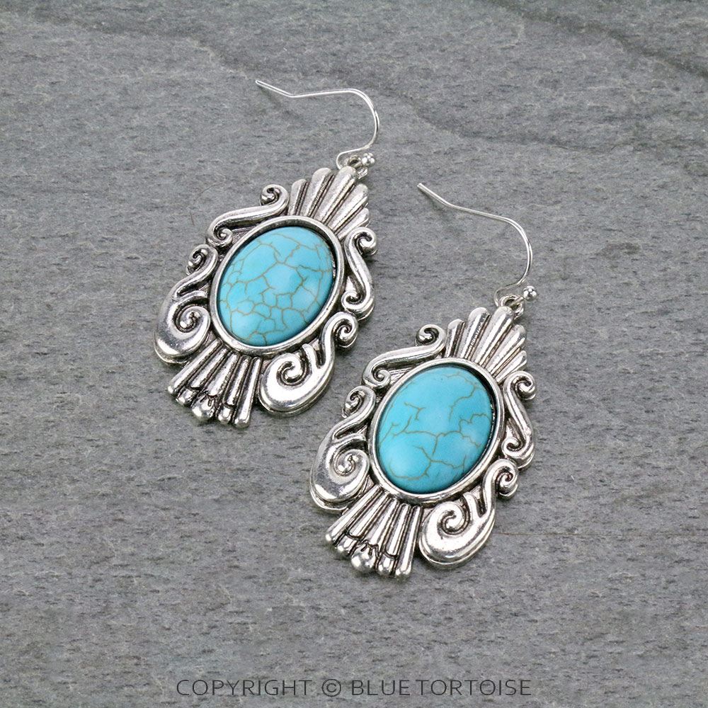 Western Style Semi Stone Dangle Earrings