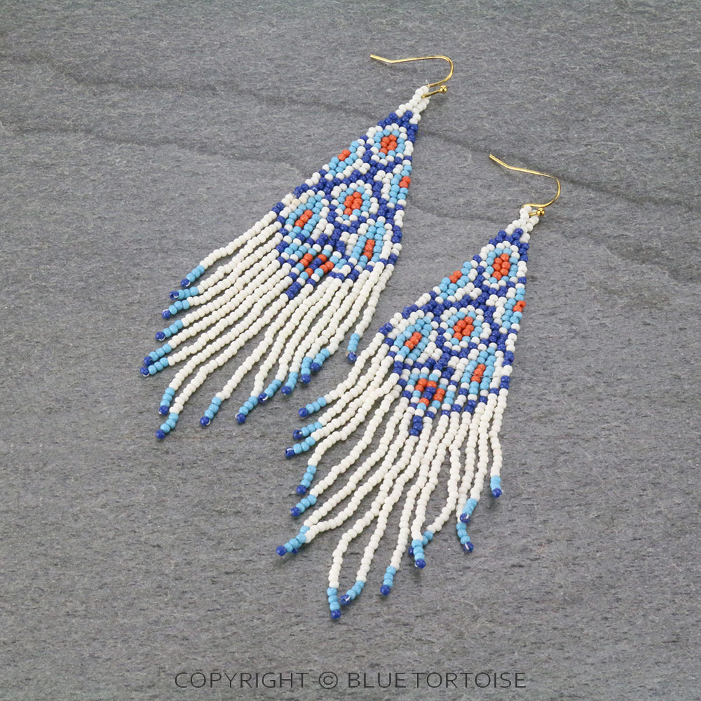 Seed Bead Fringe Dangle Earrings