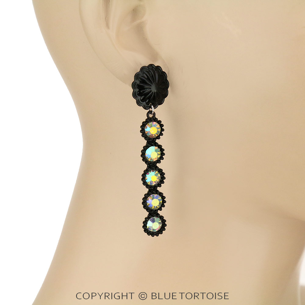 Glass Stone with Concho Stud Earrings - Image 2