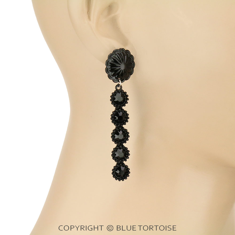 Glass Stone with Concho Stud Earrings - Image 2