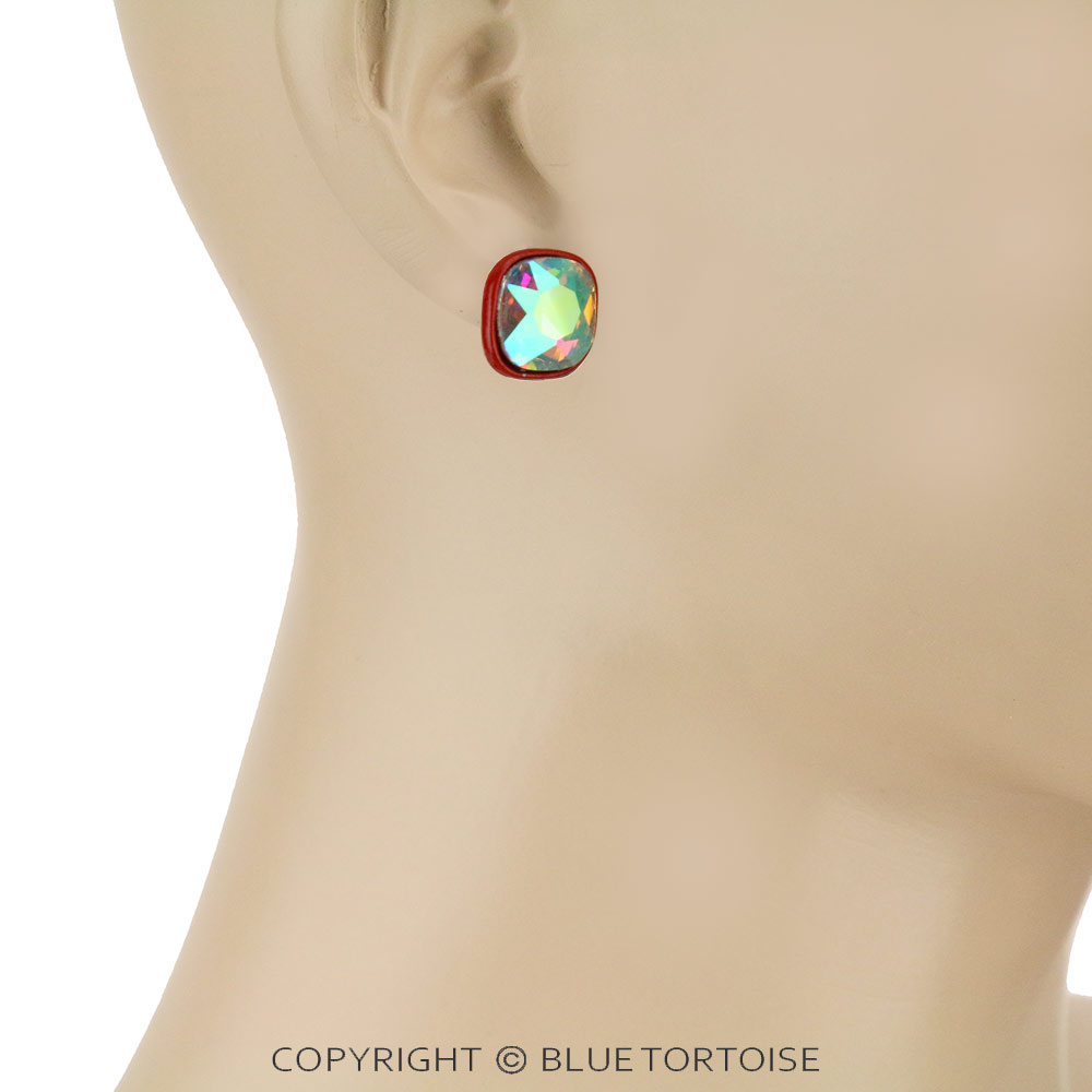 Glass Stone Stud Earrings - Image 2