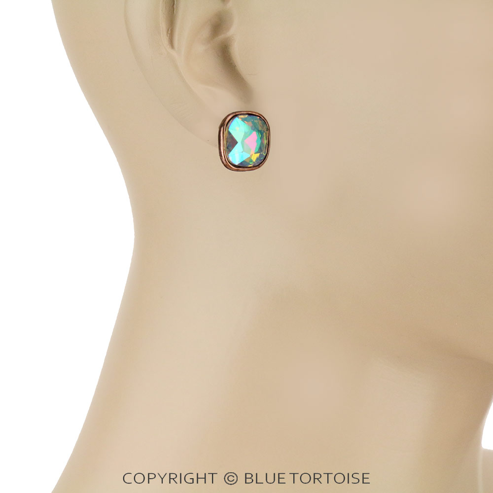 Glass Stone Stud Earrings - Image 2