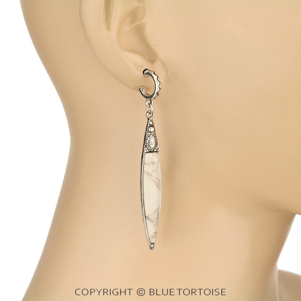 Western Marquise Handmade Stone Hoop Earrings - Image 2