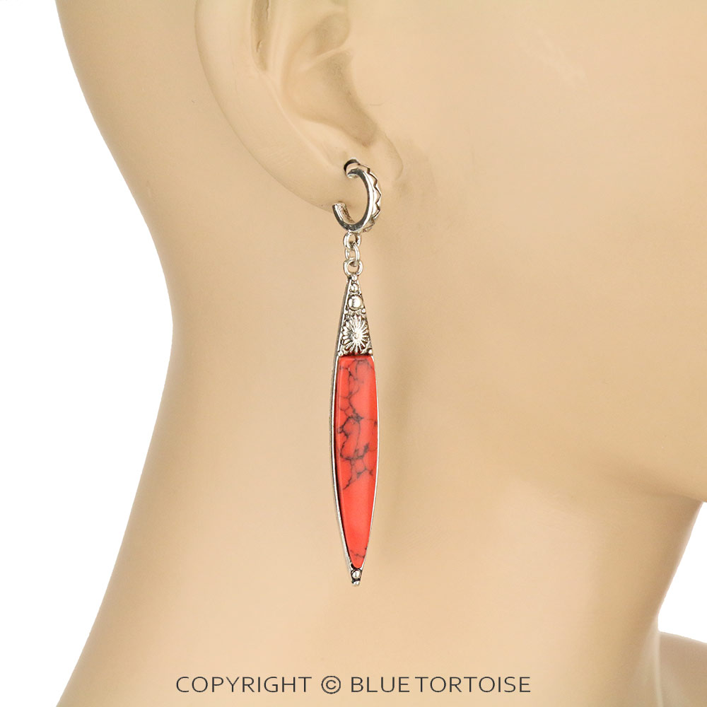 Western Marquise Handmade Stone Hoop Earrings - Image 2