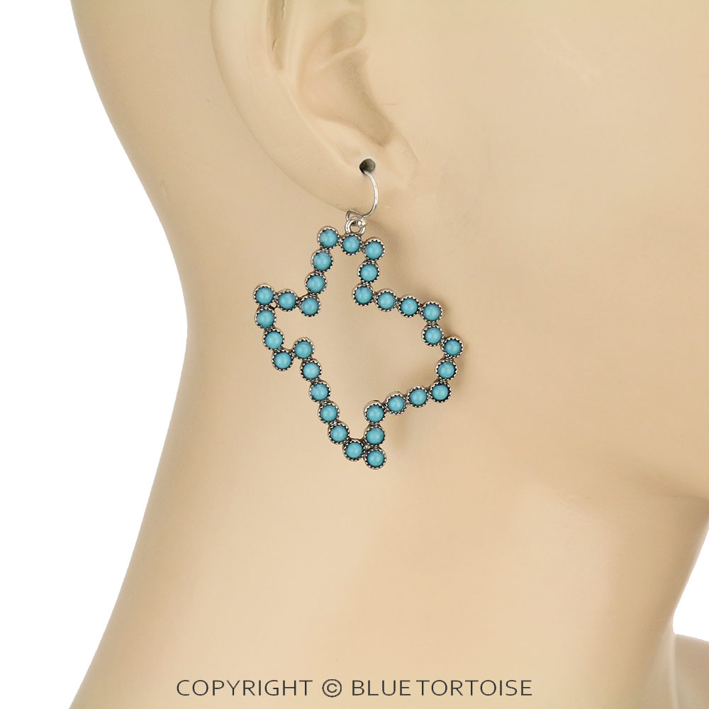 Western Acrylic Stone Texas Map Dangle Earrings - Image 2