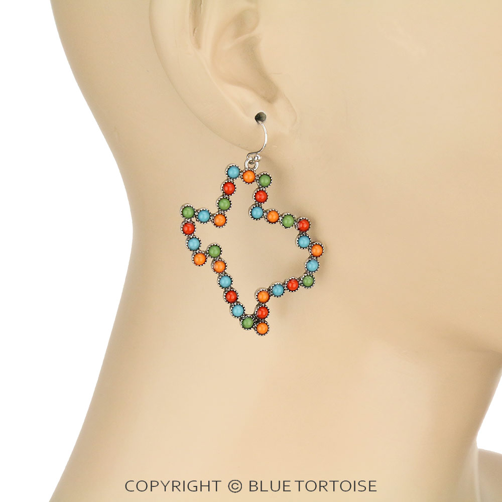 Western Acrylic Stone Texas Map Dangle Earrings - Image 2