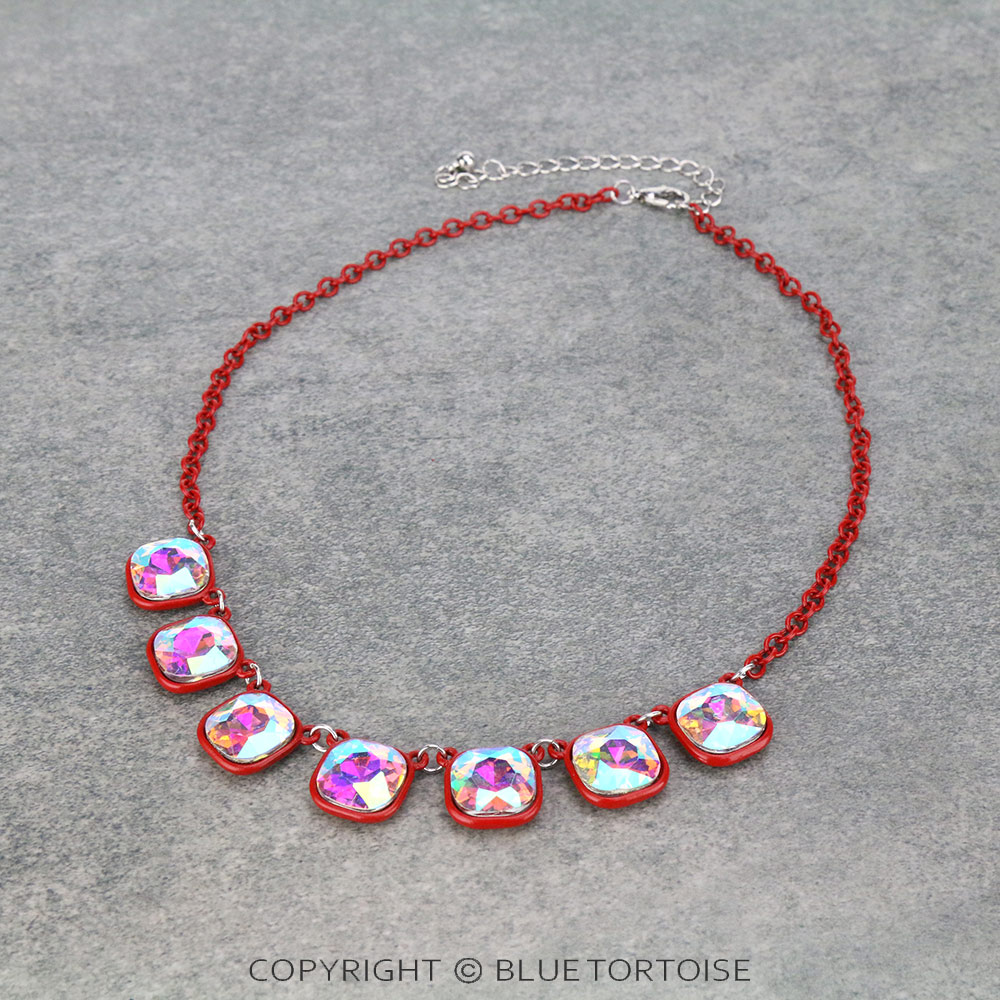 Glass Stones Chain Necklace