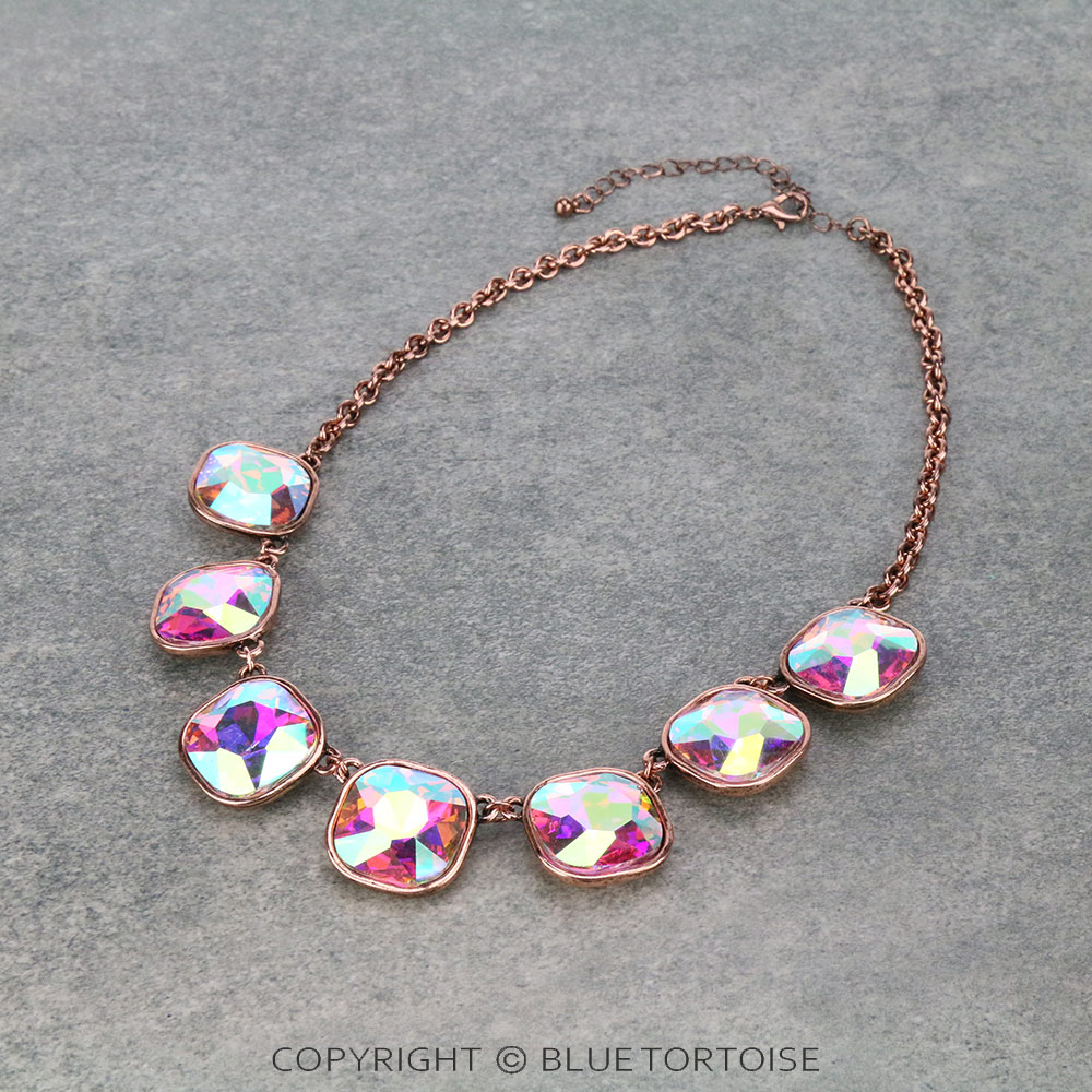 Glass Stones Chain Necklace