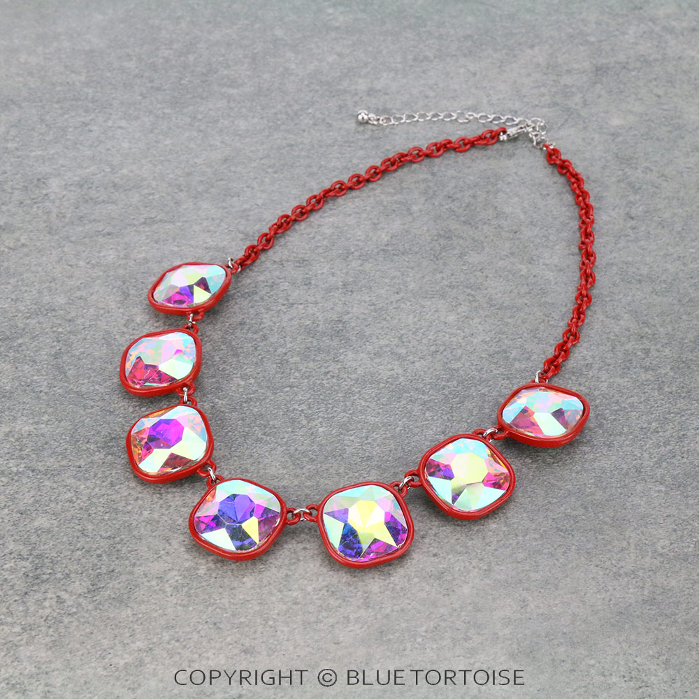 Glass Stones Chain Necklace