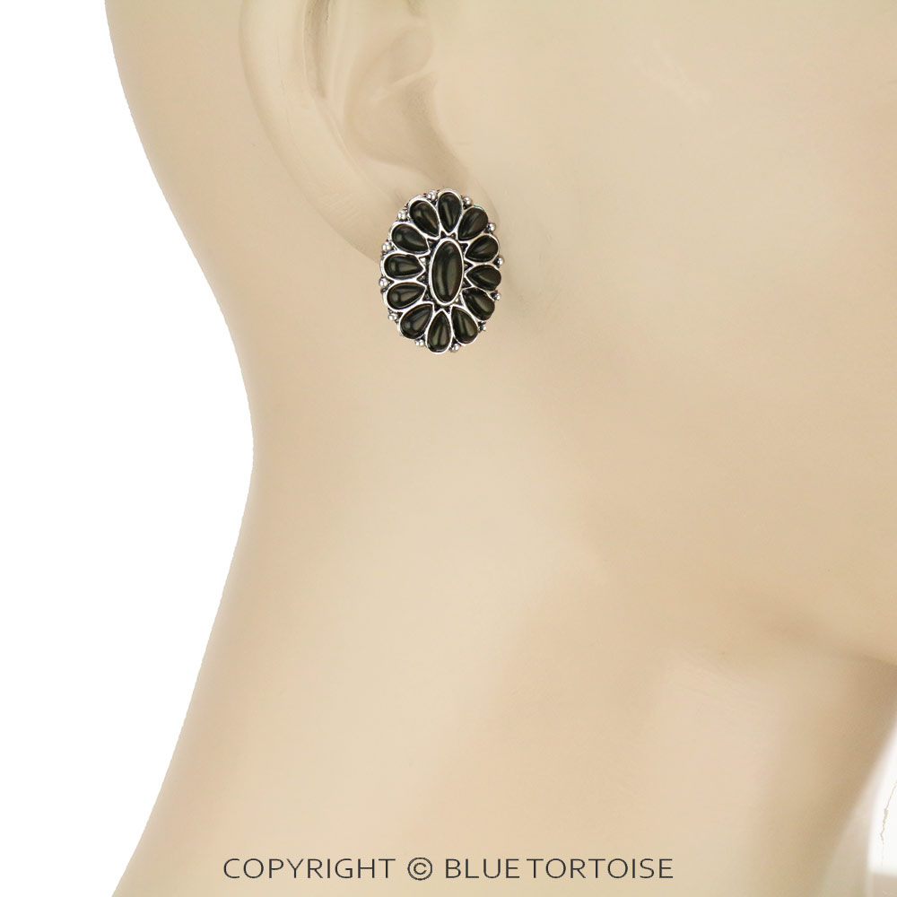 Western Cluster Stone Stud Earrings - Image 2
