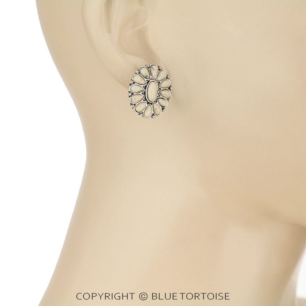 Western Cluster Stone Stud Earrings - Image 2