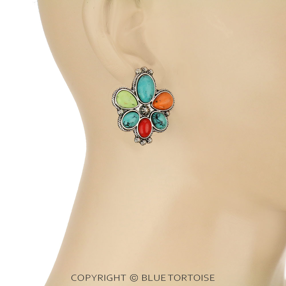 Western Style Stone Stud Earrings - Image 2