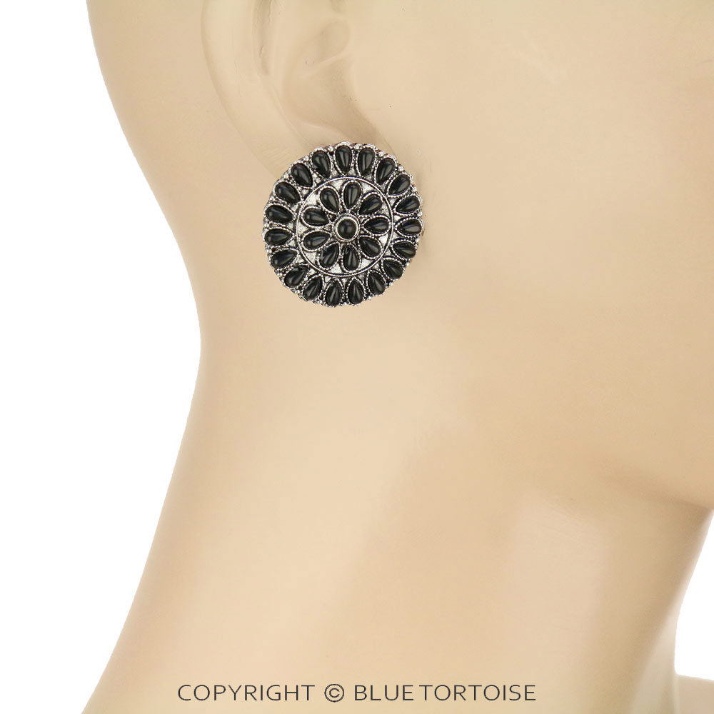 Western Cluster Stone Stud Earrings - Image 2