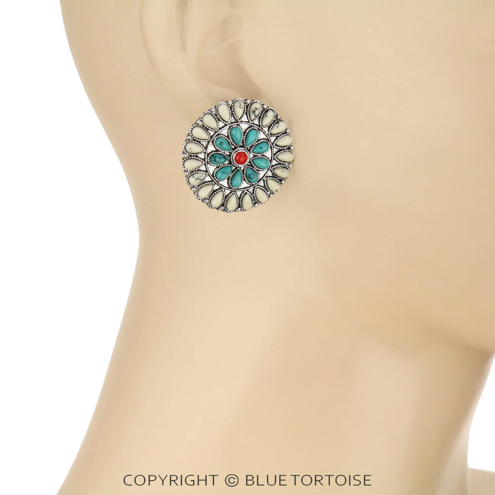 Western Cluster Stone Stud Earrings - Image 2