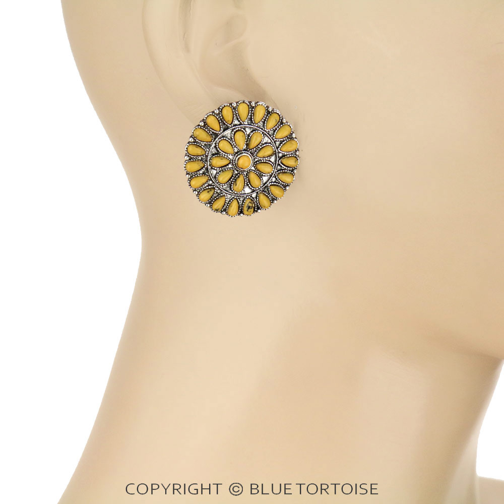 Western Cluster Stone Stud Earrings - Image 2