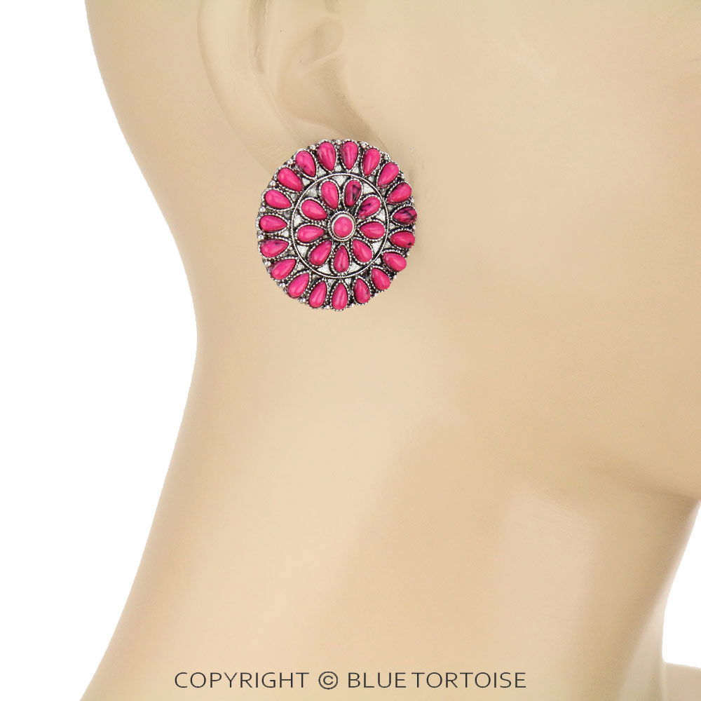 Western Cluster Stone Stud Earrings - Image 2