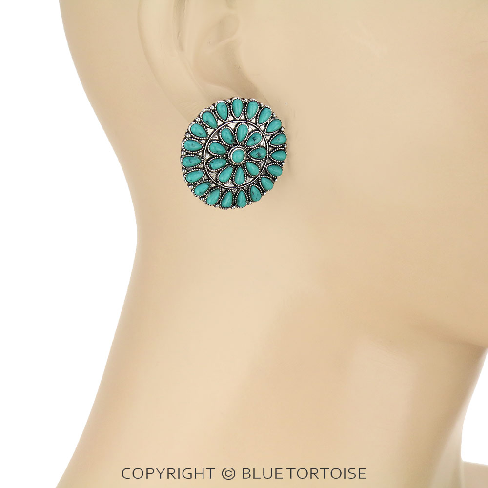 Western Cluster Stone Stud Earrings - Image 2