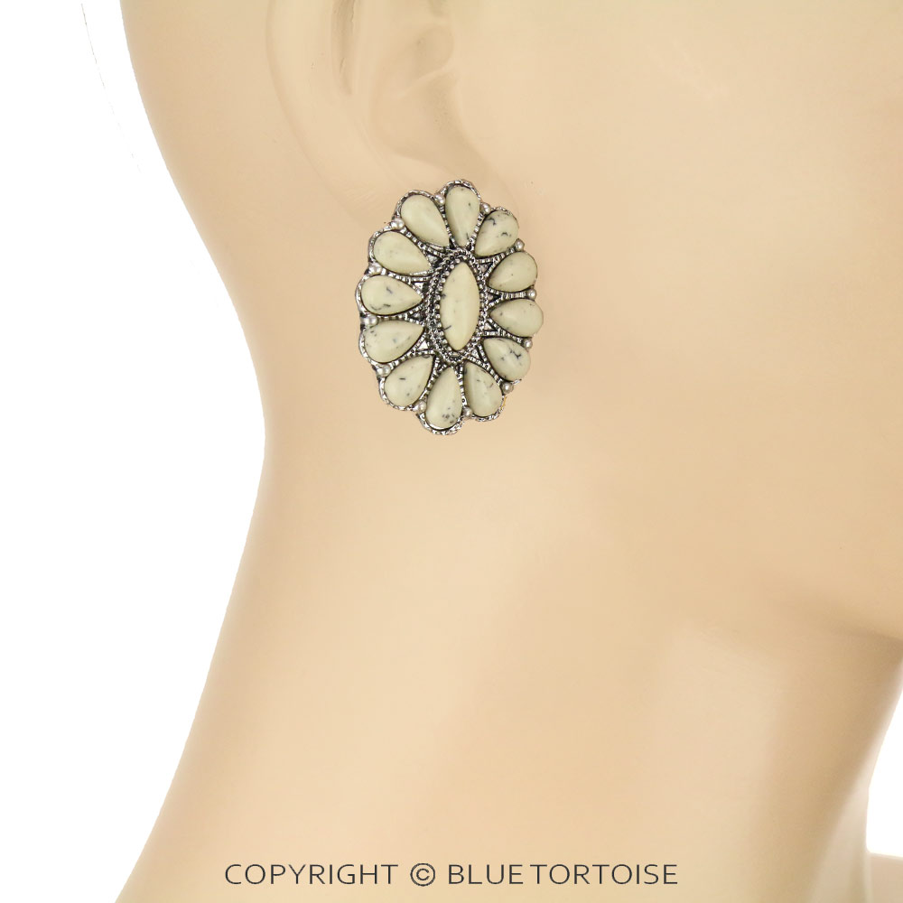 Western Cluster Stone Stud Earrings - Image 2
