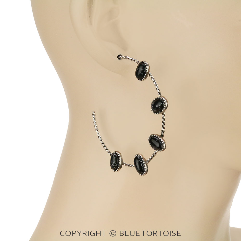 Western Stone Hoop Earrings - Image 2