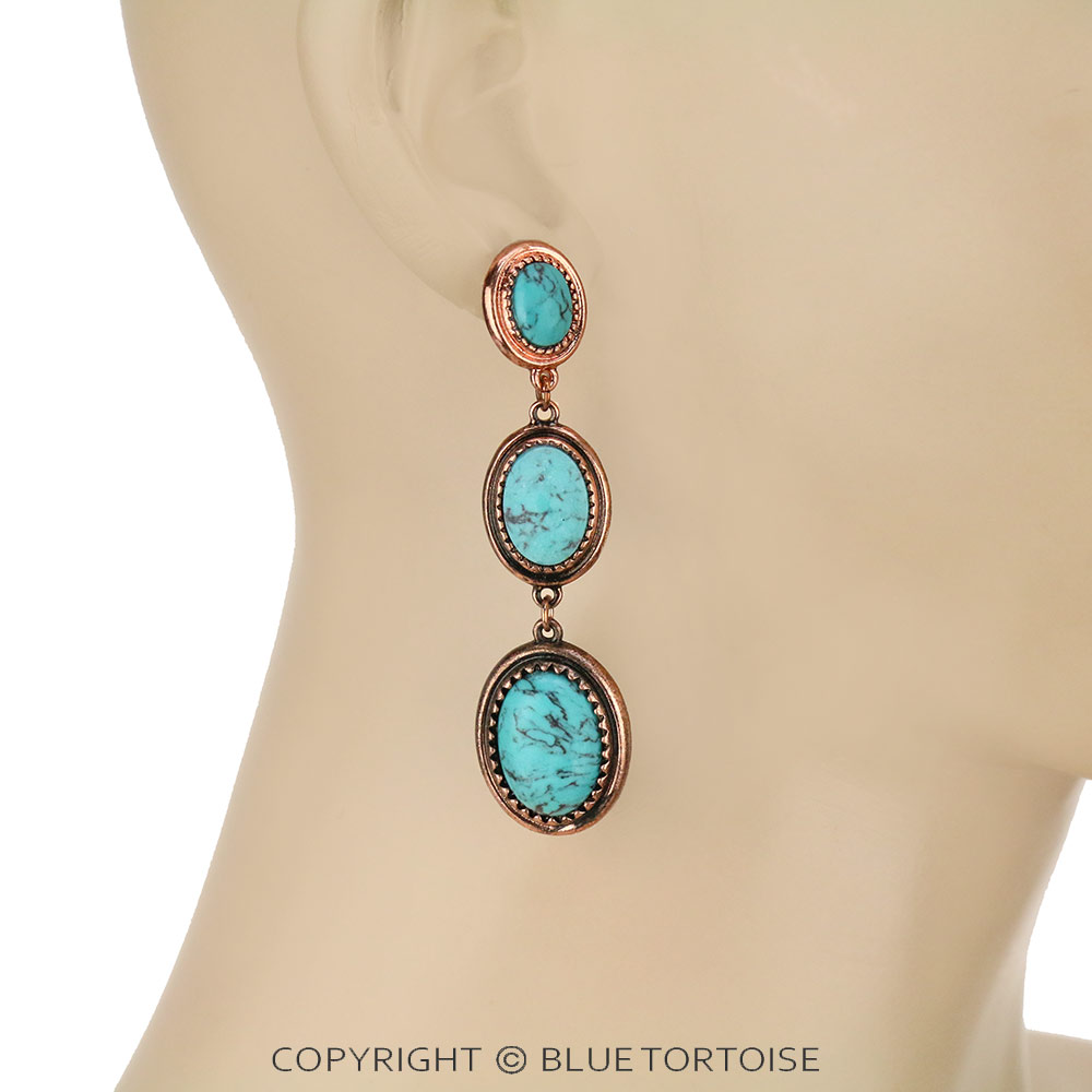 Three Stone Drop Stud Earrings - Image 2
