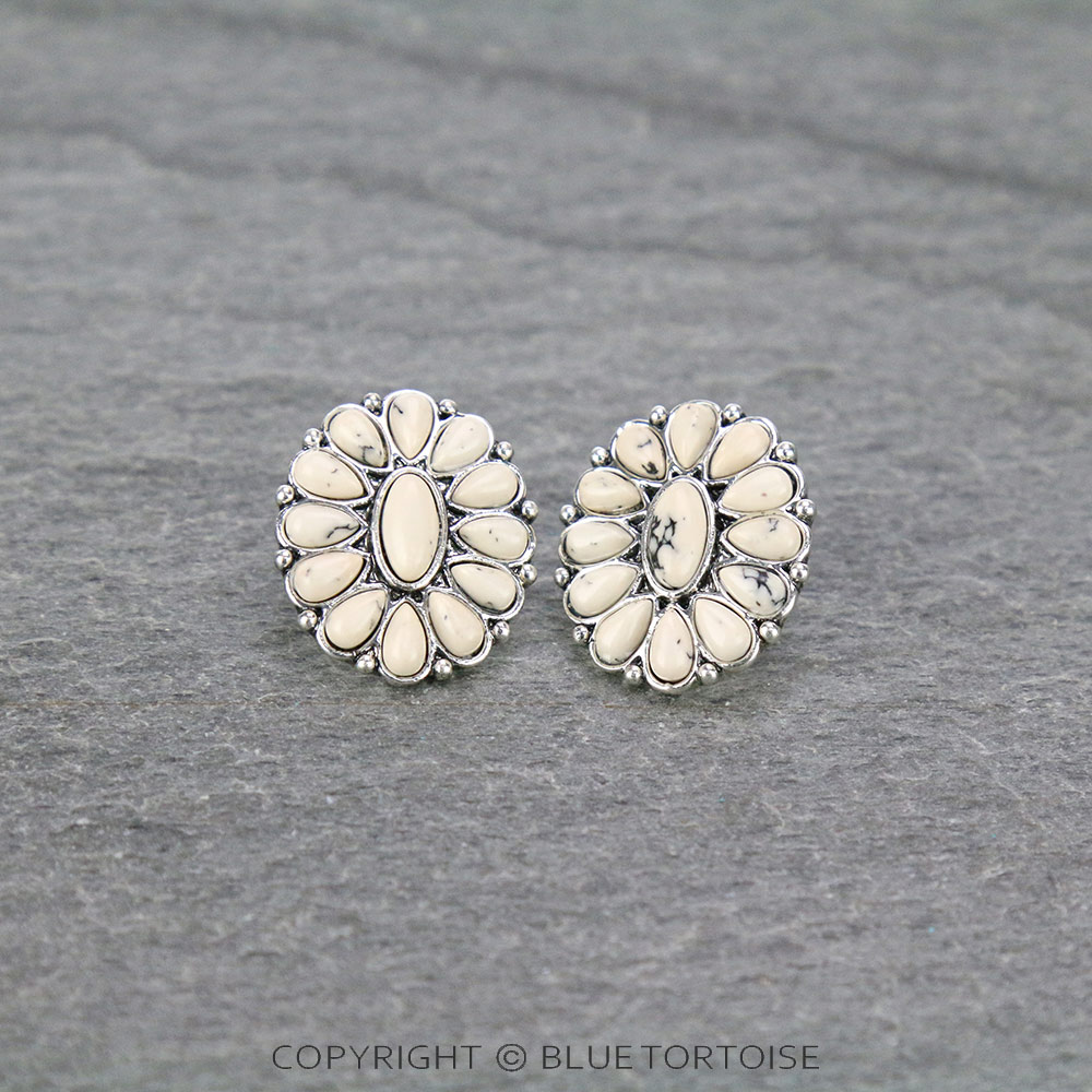 Western Cluster Stone Stud Earrings