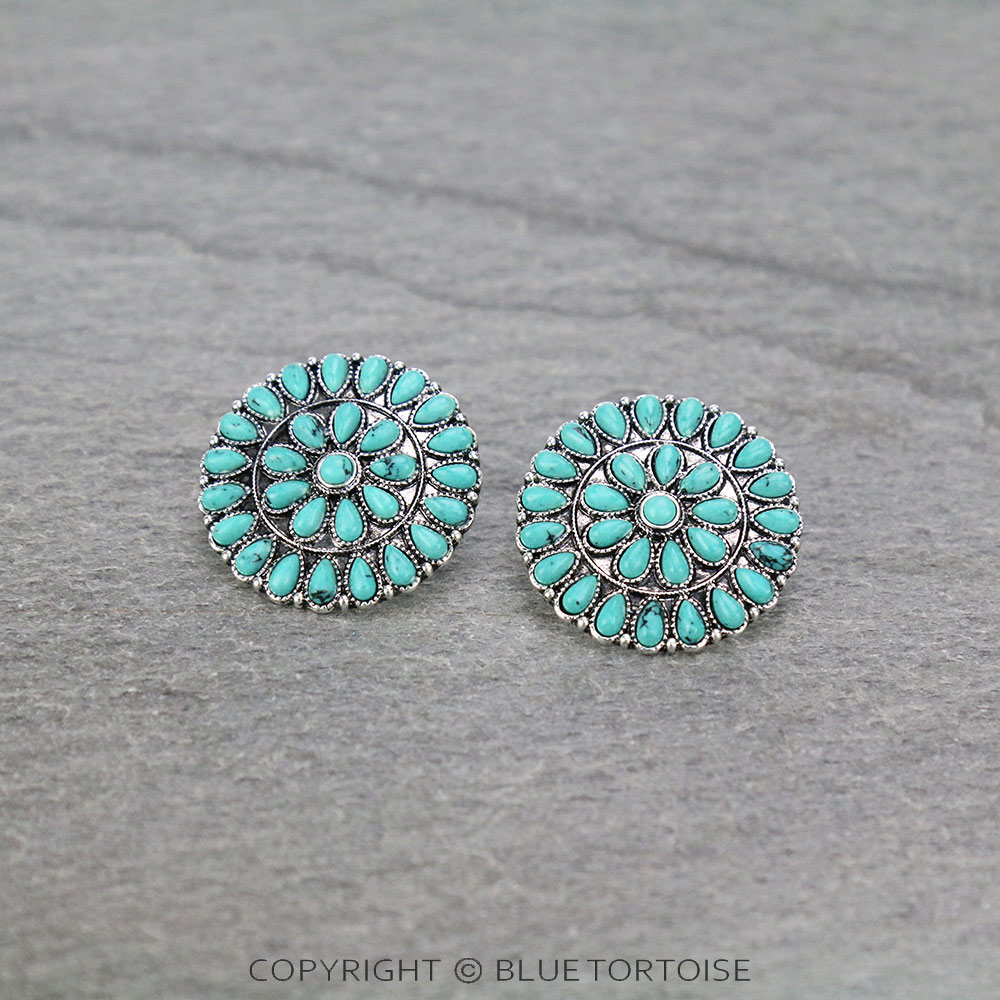 Western Cluster Stone Stud Earrings