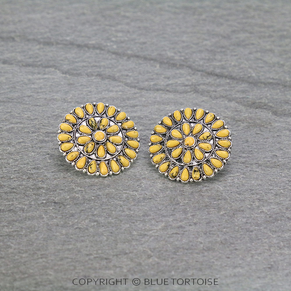 Western Cluster Stone Stud Earrings