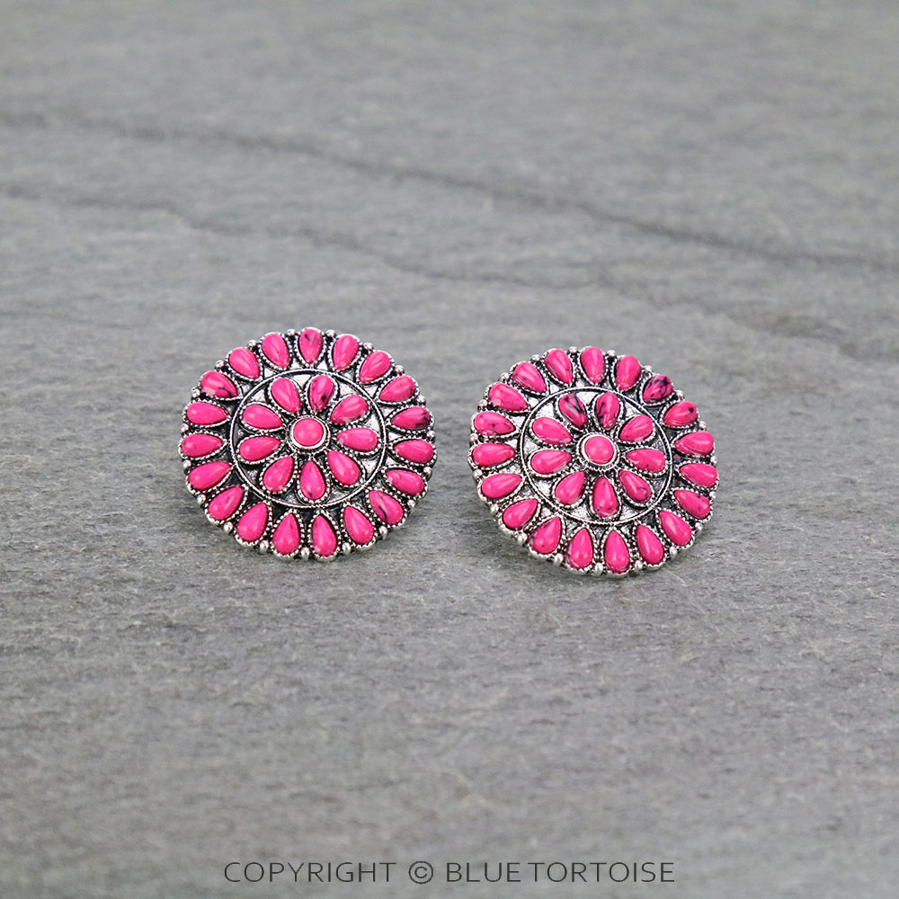 Western Cluster Stone Stud Earrings
