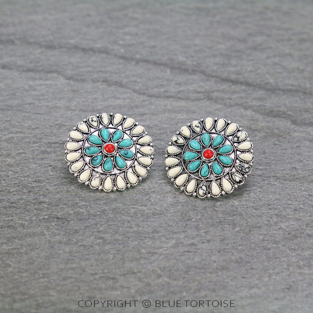 Western Cluster Stone Stud Earrings