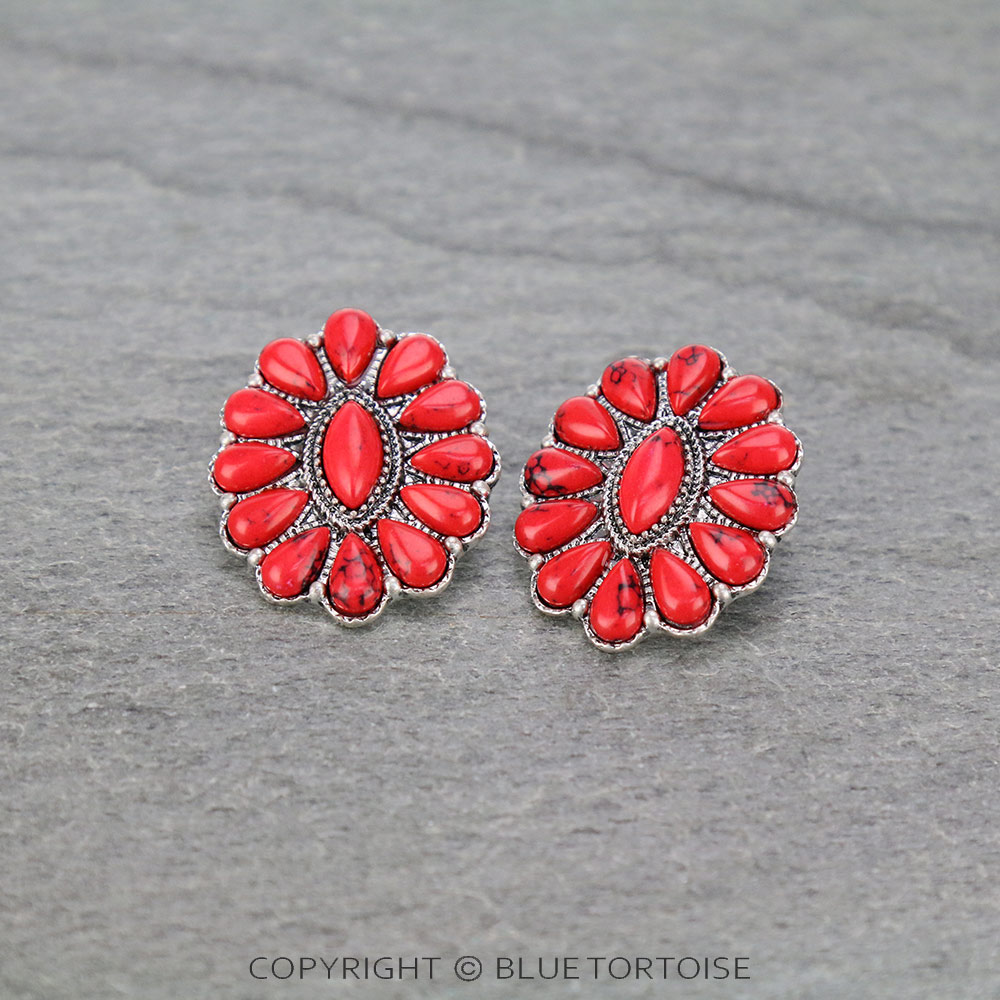 Western Cluster Stone Stud Earrings