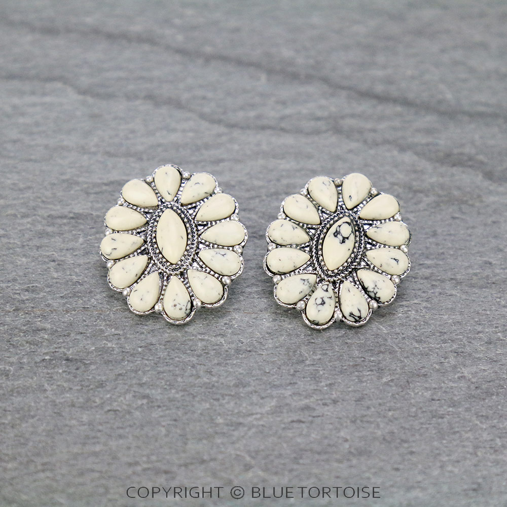 Western Cluster Stone Stud Earrings