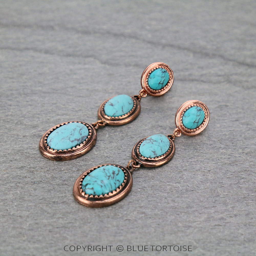 Three Stone Drop Stud Earrings