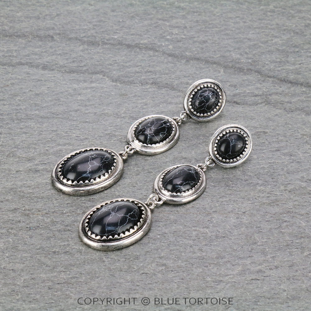 Three Stone Drop Stud Earrings