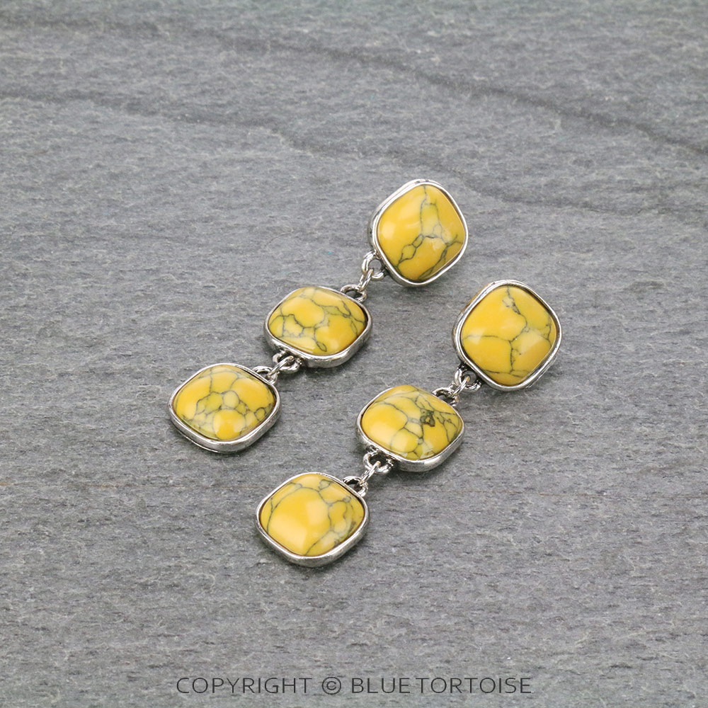 Three Stone Drop Stud Earrings