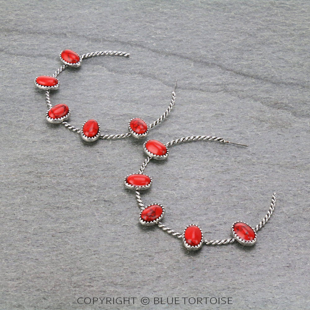 Western Stone Hoop Earrings