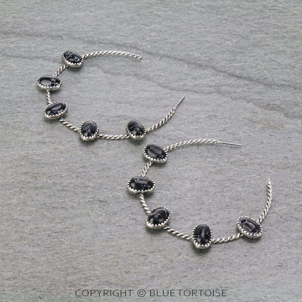 Western Stone Hoop Earrings