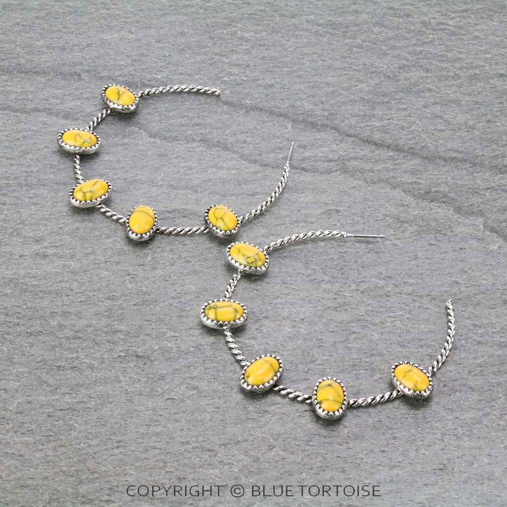 Western Stone Hoop Earrings