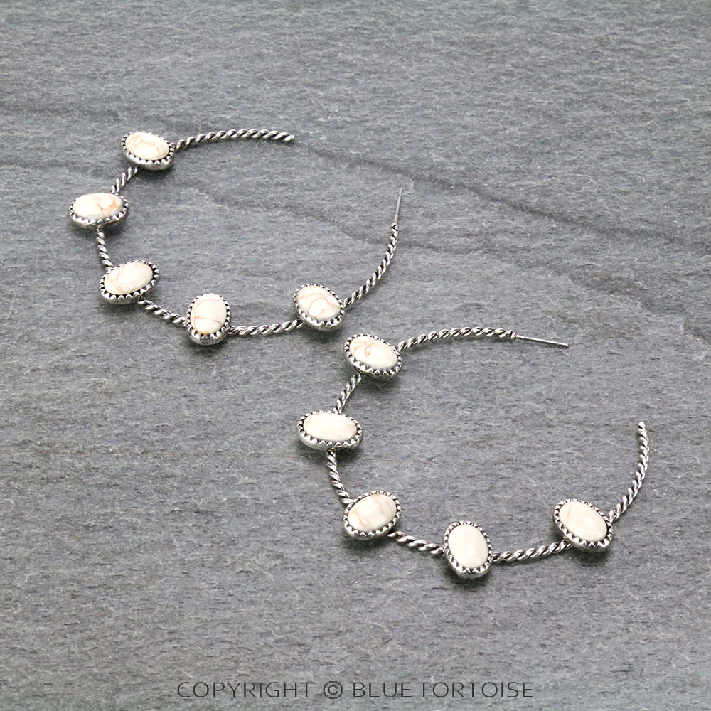 Western Stone Hoop Earrings