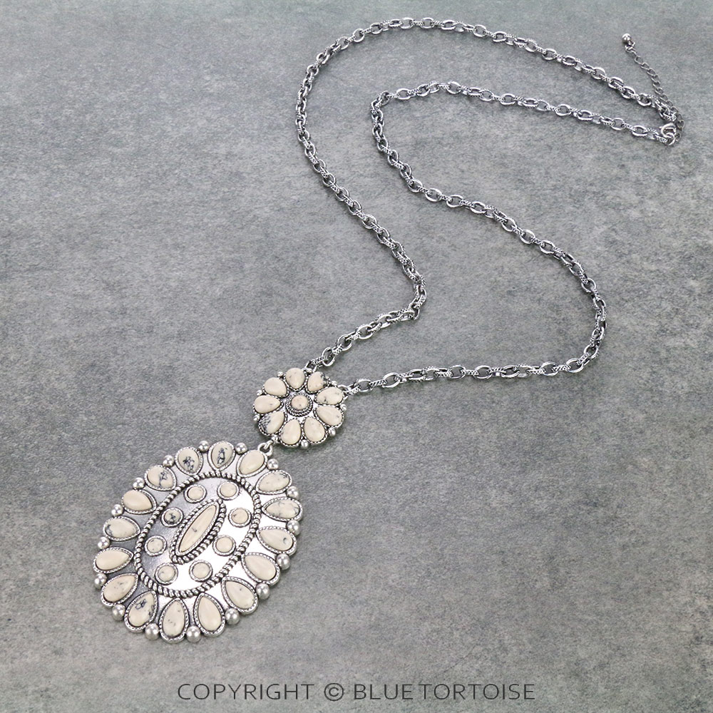 Western Concho Stone Chain Necklace