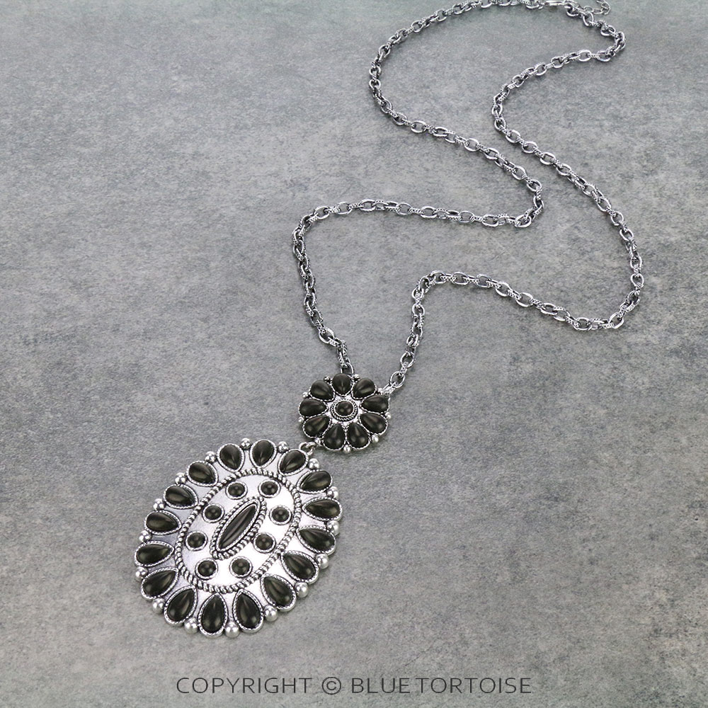 Western Concho Stone Chain Necklace