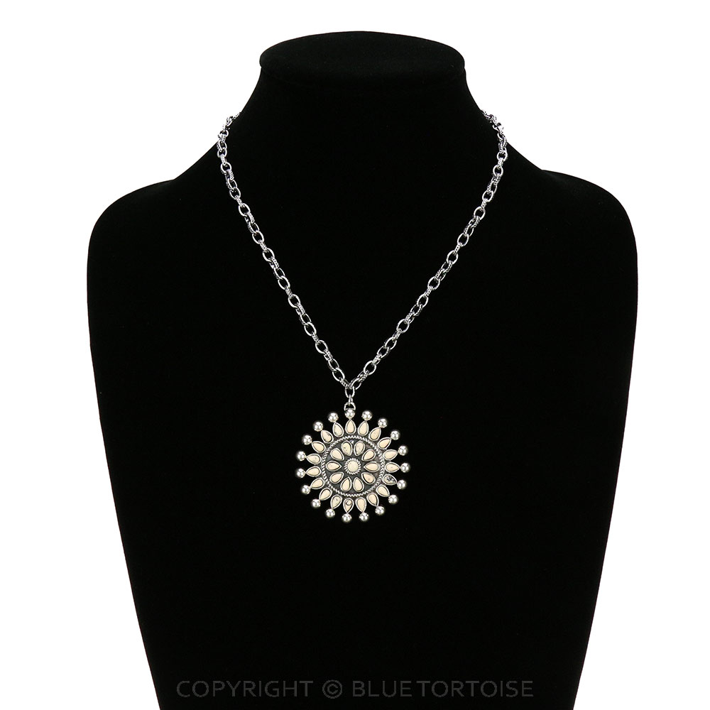 Western Concho Stone Chain Necklace - Image 2