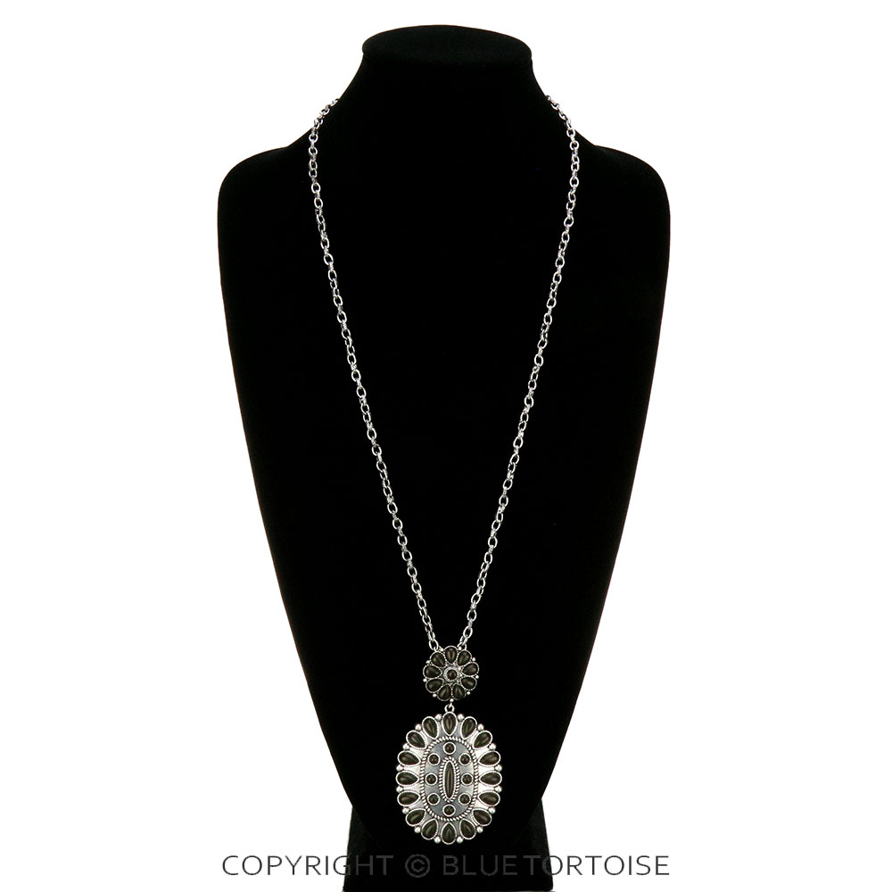 Western Concho Stone Chain Necklace - Image 2