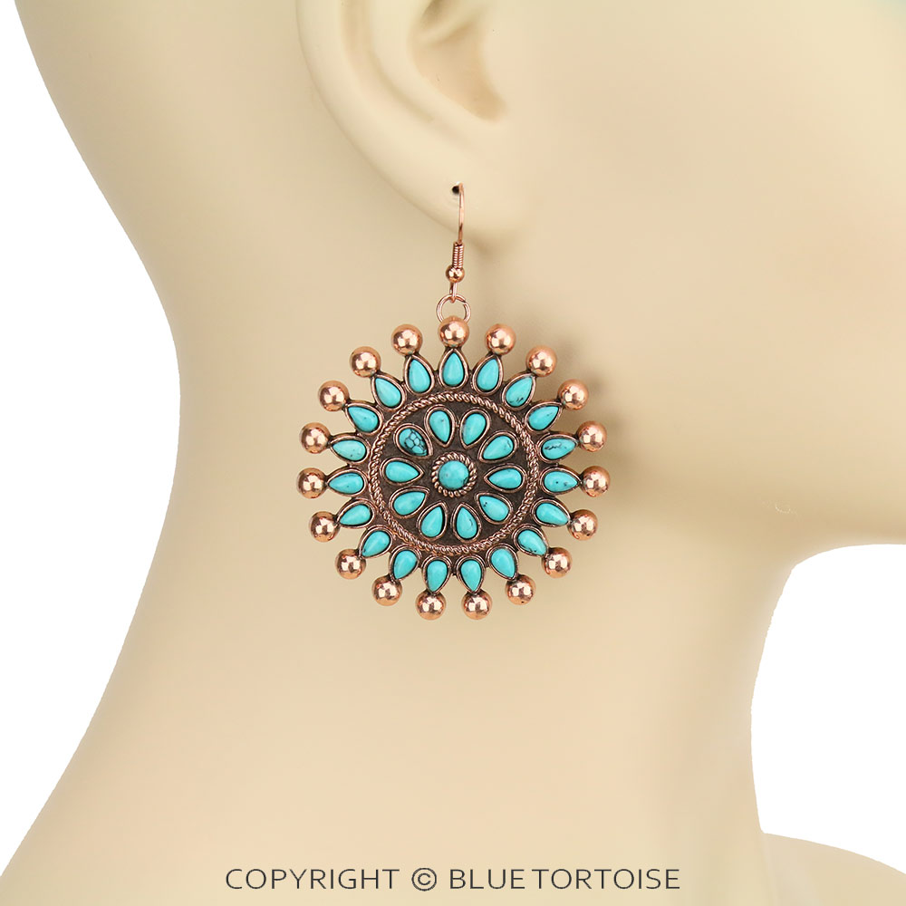 Western Cluster Stone Dangle Earrings - Image 2