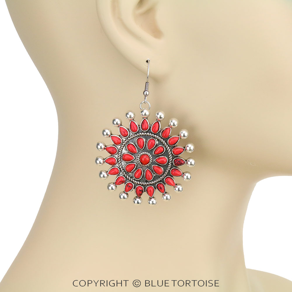 Western Cluster Stone Dangle Earrings - Image 2